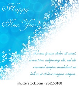 New Year background with snowflakes and white space for text