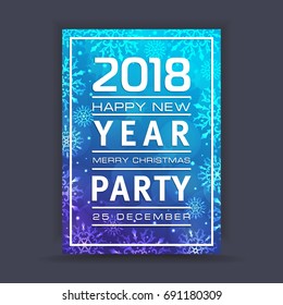 New Year background  with space for your text. Winter frame with snowflakes. Christmas Greeting Card.