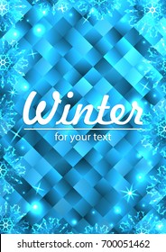 New Year background with space for your text. Christmas Greeting Card. Winter frame with snowflakes.