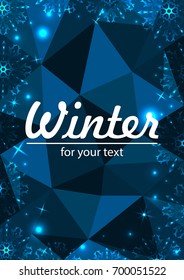 New Year background with space for your text. Christmas Greeting Card. Winter frame with snowflakes.