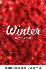 New Year background with space for your text. Christmas Greeting Card. Winter frame with snowflakes.