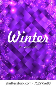 New Year background with space for your text. Christmas Greeting Card. Winter frame with snowflakes.
