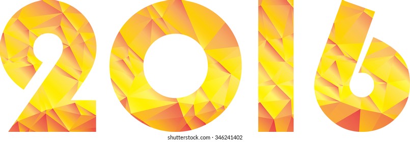 New Year background with text 2016 which was made from colorized triangles. Vector illustration