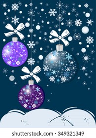 New Year background with tree toys from snowflakes. Can be use as banner or poster.Vector illustration.
