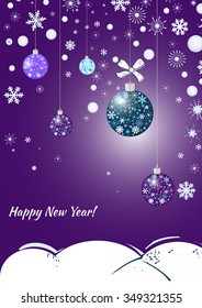 New Year background with tree toys from snowflakes. Can be use as banner or poster.Vector illustration.