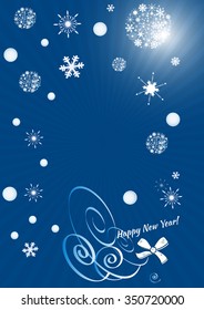 New Year background with tree toys from snowflakes. Can be use as banner or poster.Vector illustration.