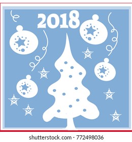 New Year background with tree toys from snowflakes. Can be used as banner or poster.Vector illustration.