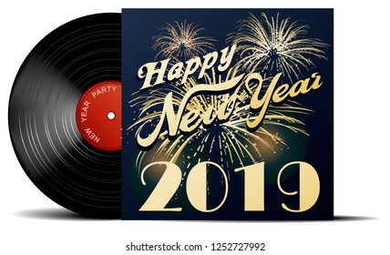 New Year background with vinyl record