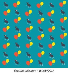 new year background wallpapers: balloon and rat seamless pattern with purple background