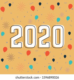 new year background wallpapers: balloon and fireworks 2020 seamless pattern with purple background 