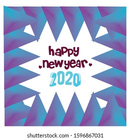 new year background wallpapers: happy new year 2020 with blue triangle border