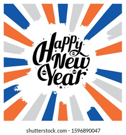 new year background wallpapers: happy new year logo blue and orange