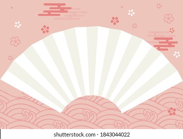 New Year background wave pattern and folding fan