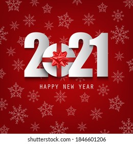 New Year background with white numbers and red bows template