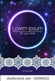 New Year background. Winter frame with snowflakes. Christmas Greeting Card. Winter banners with snowflakes. Christmas frame with space for your text. Winter banners with snowflakes. Winter flyer