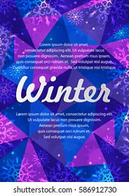 New Year background. Winter frame with snowflakes. Christmas Greeting Card. Winter banners with snowflakes. Christmas frame with space for your text. Winter banners with snowflakes. Winter flyer