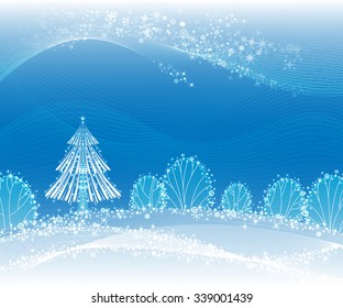 new year background, winter magic landscape, nice day, vector