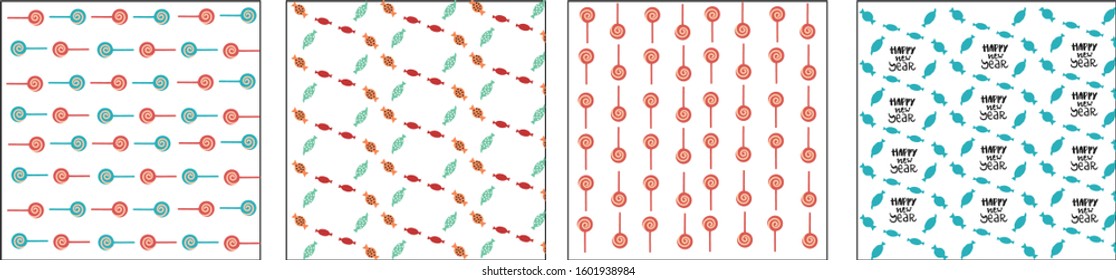 New Year backgrounds wallpapers - 4 wallpapers:candy and candy seamless patterns wallpaper