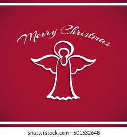 New Year badge. White badge isolated on red background. Element of design for New Year or Christmas. Vector illustration