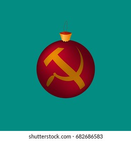 New Year. A ball with communist symbols sickle and a hammer. Vector illustration