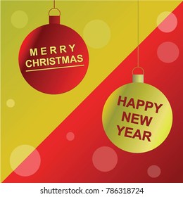 NEW YEAR, BALL DECORATION, VECTOR