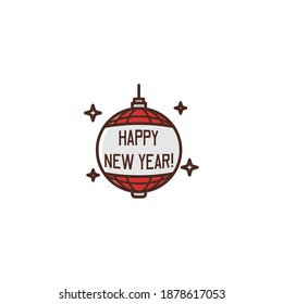 New Year Ball Party Filled Color Icon - Happy New Year Party Vector Illustration.