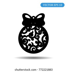 New Year Ball with Patterns Icon. Vector illustration eps 10