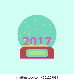 new year ball Vector illustration Merry christmas glass ball with new 2017 year