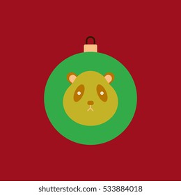 new year ball Vector illustration in flat style Christmas ball with panda face