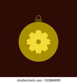 new year ball Vector illustration in flat style Christmas ball with painted flower