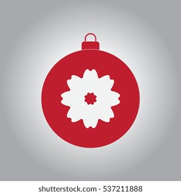 new year ball Vector illustration in flat style Christmas ball with painted flower