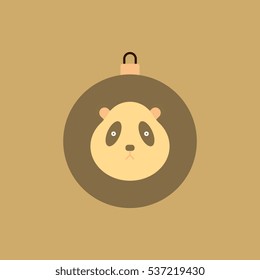 new year ball Vector illustration in flat style Christmas ball with panda face