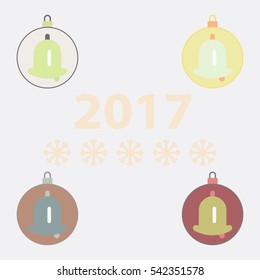 new year ball Vector illustration Christmas ball with ring collection