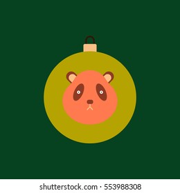 new year ball Vector illustration in flat style Christmas ball with panda face