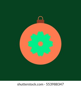 new year ball Vector illustration in flat style Christmas ball with painted flower