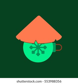 new year ball Vector illustration in flat style Christmas ball and Chinese conical hat