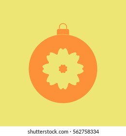 new year ball Vector illustration in flat style Christmas ball with painted flower