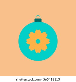 new year ball Vector illustration in flat style Christmas ball with painted flower