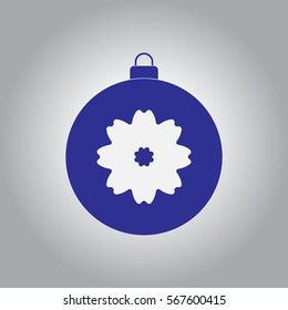 new year ball Vector illustration in flat style Christmas ball with painted flower