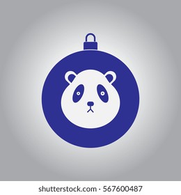 new year ball Vector illustration in flat style Christmas ball with panda face