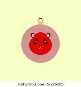 new year ball Vector illustration in flat style Christmas ball with panda face