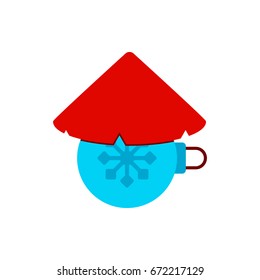 new year ball Vector illustration in flat style Christmas ball and Chinese conical hat