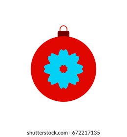 new year ball Vector illustration in flat style Christmas ball with painted flower