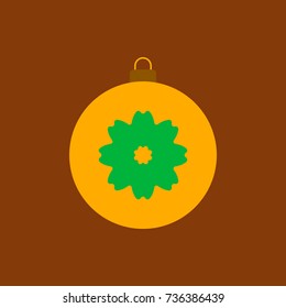 new year ball Vector illustration in flat style Christmas ball with painted flower