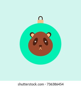 new year ball Vector illustration in flat style Christmas ball with panda face