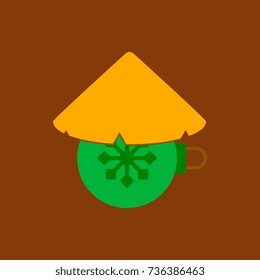 new year ball Vector illustration in flat style Christmas ball and Chinese conical hat