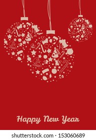 New year balls postcard 