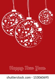 New year balls postcard 