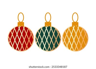 New Year balls.Christmas decorations.Vector illustration isolated on white background.	