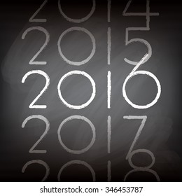 New year banner background. Christmas. Chalk on black board.